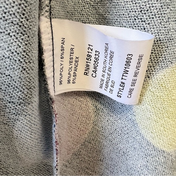 Trisha Tyler one X polkadot cardigan black colorful print asymmetrical knit - Picture 5 of 6